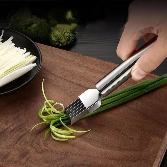 Kitchen Stainless Steel Onion Slicer Cutter Scallion Shredder Knife(2 pack) - Picture 7 of 12